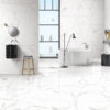 Keramische tegel MARBLE WHITE 80x80cm met hoogglans afwerking en elegante witte marmerlook met subtiele grijze aders tiles