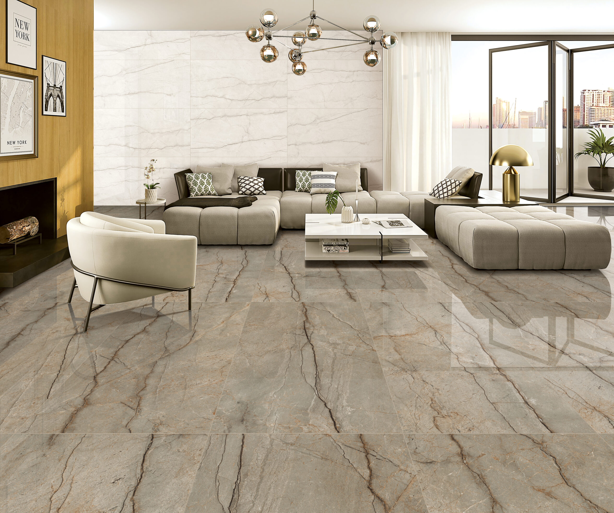 MEXICAN NATURAL beige marmerlook tegel 60x120cm in hoogglans – porseleinen tegel van Tegelplus voor elegante Belgische interieurs
