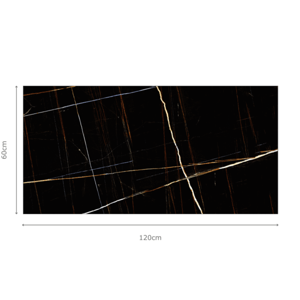 MIRAGE BLACK zwarte marmerlook tegel 60x120 cm met hoogglans afwerking – porseleinen tegel van Tegelplus voor luxueuze Belgische interieurs