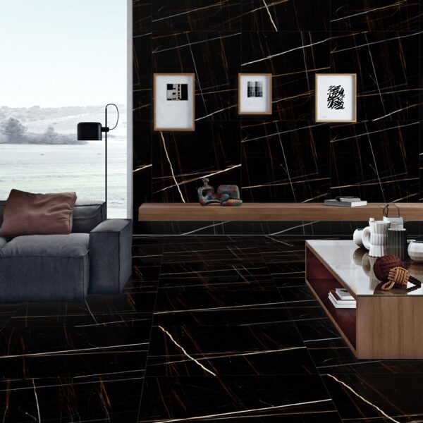 Keramische tegel MIRAGE BLACK 60x60cm met hoogglans zwarte afwerking tiles