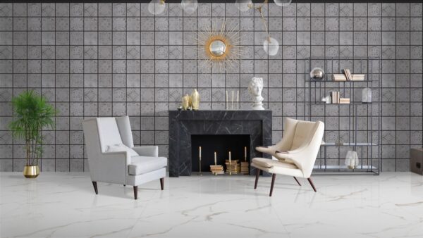 ORACLE GREY T 20x20cm matte tegel met klassiek patroon in grijstinten tiles