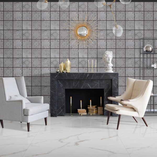 ORACLE GREY T 20x20cm matte tegel met klassiek patroon in grijstinten tiles