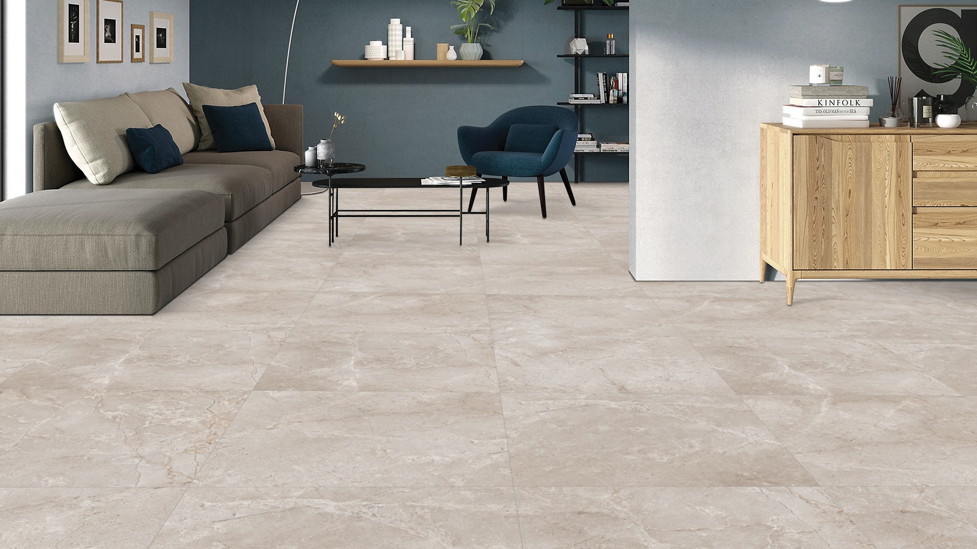 Keramische tegel OCEAN GREY 60x60cm met glanzende afwerking in diepe grijstint tiles