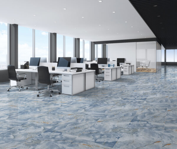 ONYX EMERALD AZUL blauwe marmerlook tegel 60x120cm in hoogglans – porseleinen tegel van Tegelplus voor luxe en artistieke Belgische interieurs