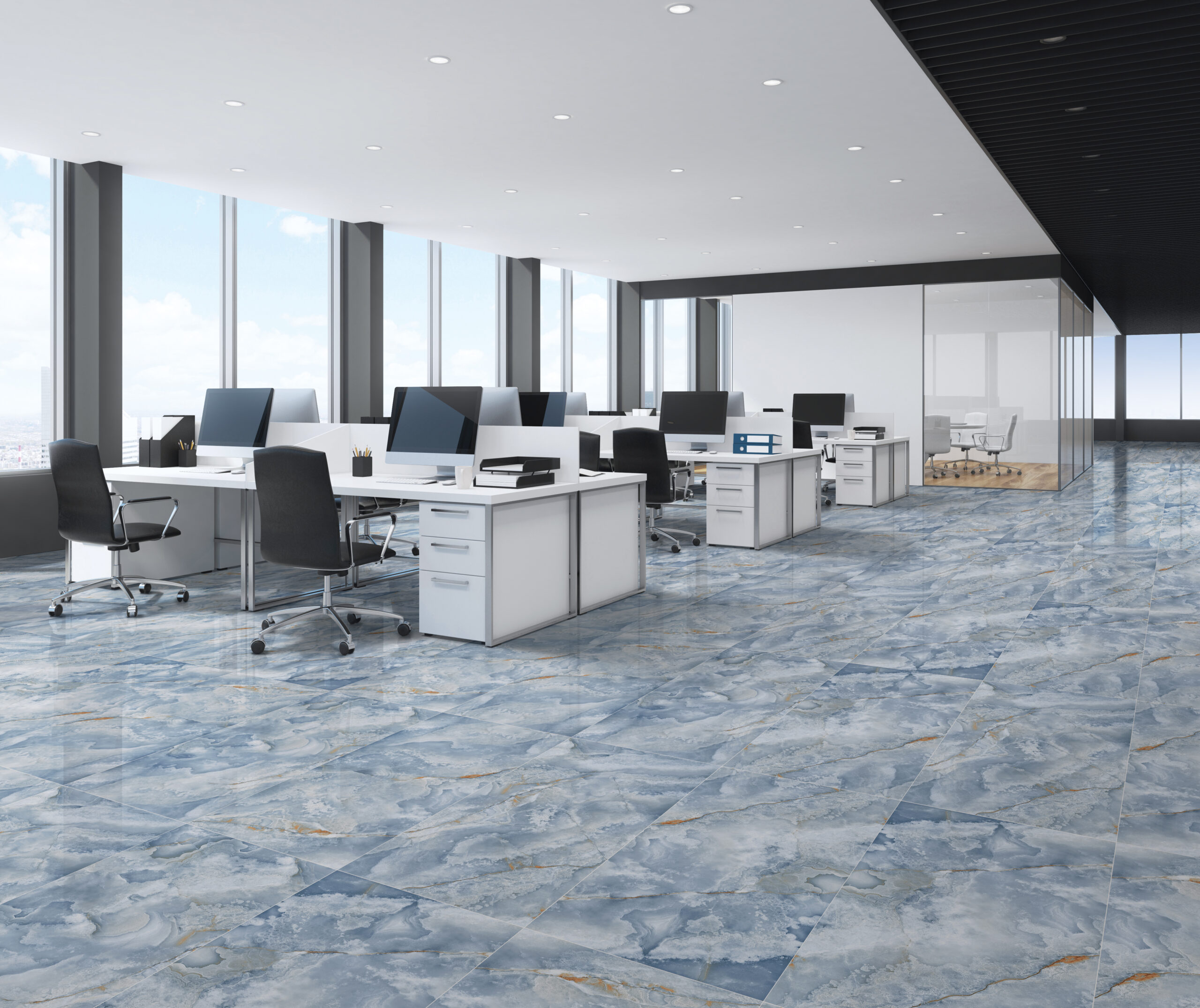 ONYX EMERALD AZUL blauwe marmerlook tegel 60x120cm in hoogglans – porseleinen tegel van Tegelplus voor luxe en artistieke Belgische interieurs