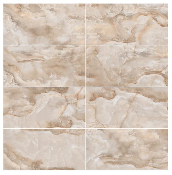 PERSIAN ONYX NATURAL beige marmerlook tegel 60x120cm met glanzende afwerking – porseleinen tegel van Tegelplus voor warme Belgische interieurs
