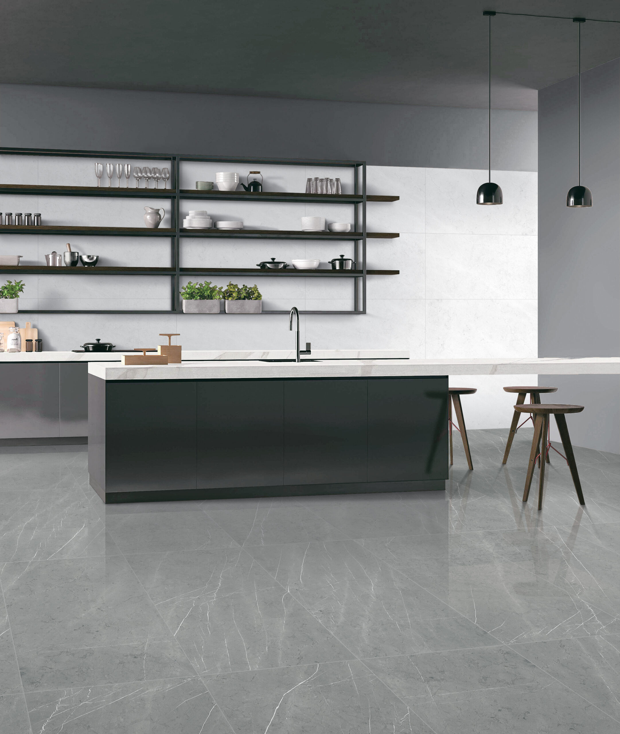 PIETRA GREY marmerlook tegel 60x120cm met glanzende afwerking – porseleinen tegel van Tegelplus voor luxe Belgische interieurs