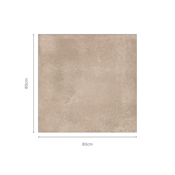 PISARA TAUPE cementlook tegel 80x80cm met matte textuur – porseleinen tegel van Tegelplus voor warme en moderne Belgische interieurs