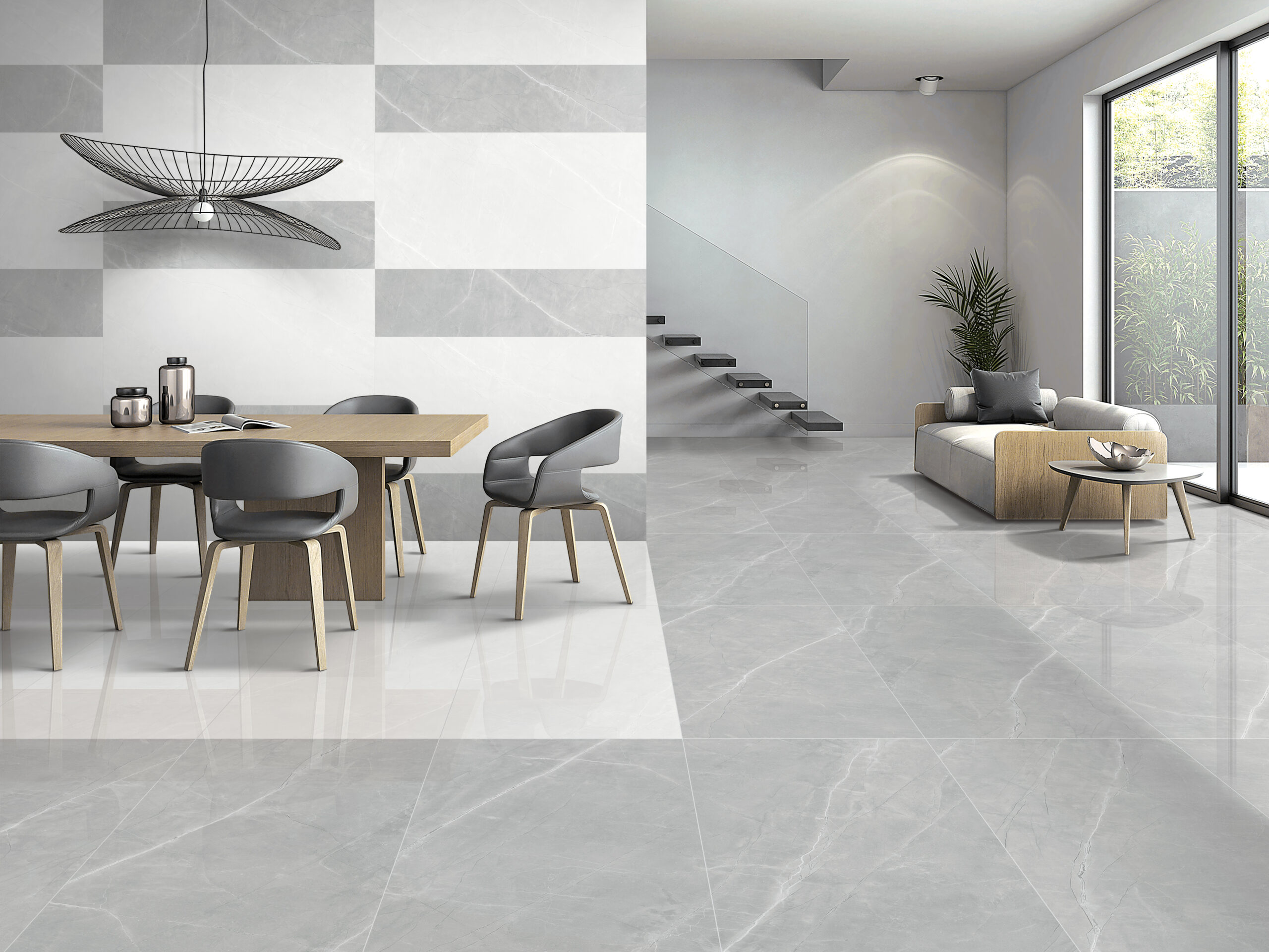 De PULPIS GRIS tegel van 60x120cm toont een lichte grijze marmerlook met witte aders en glanzende afwerking. Perfect voor serene, luxueuze Belgische woon- en werkruimtes. Verkrijgbaar bij Tegelplus.