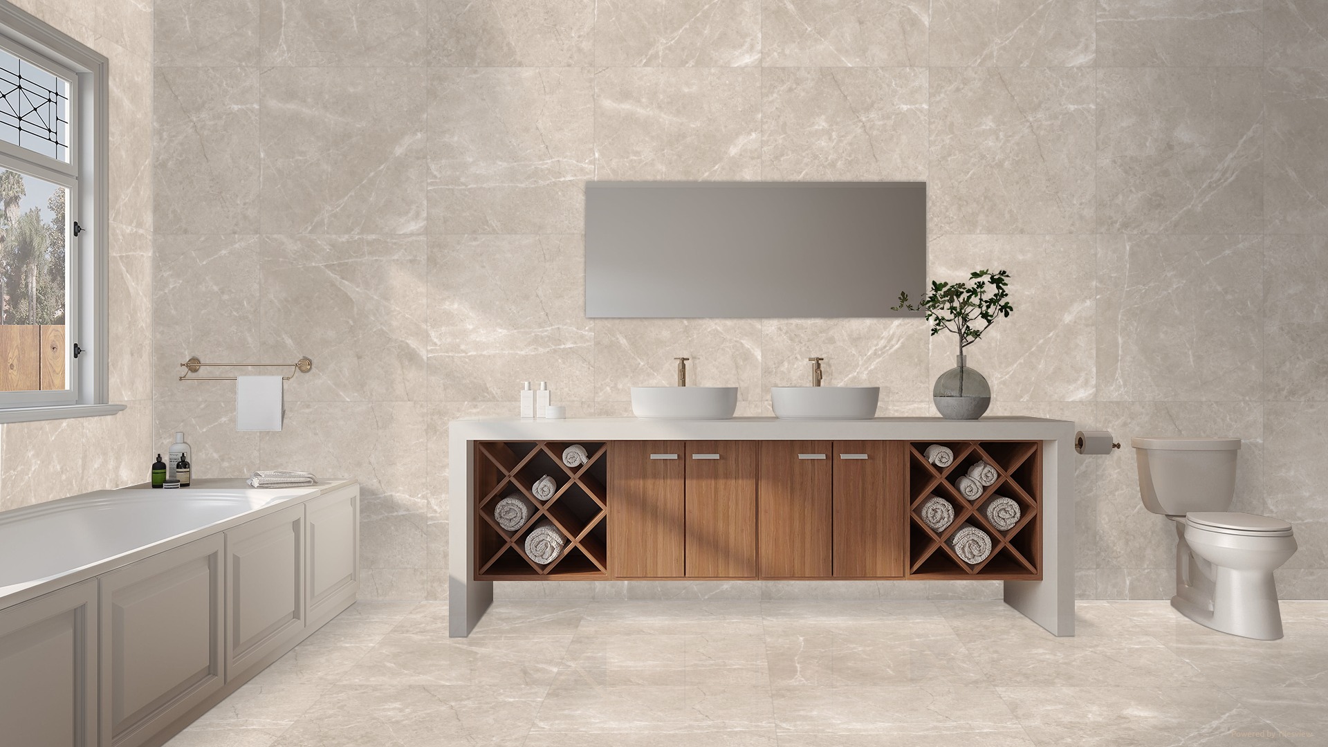 RIVERSIDE CREMA marmerlook tegel 60x60cm & 80x80cm met getextureerde matte afwerking – porseleinen tegel van Tegelplus