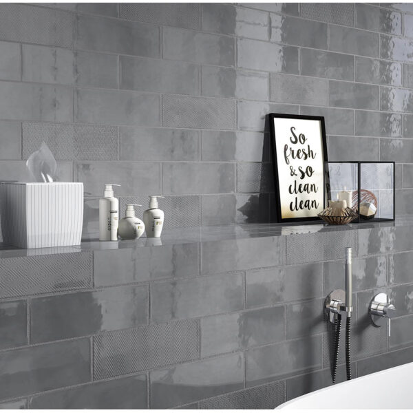 ROME GRAY GEO 10x30cm tegel met grijze kleur en geometrisch patroon tiles