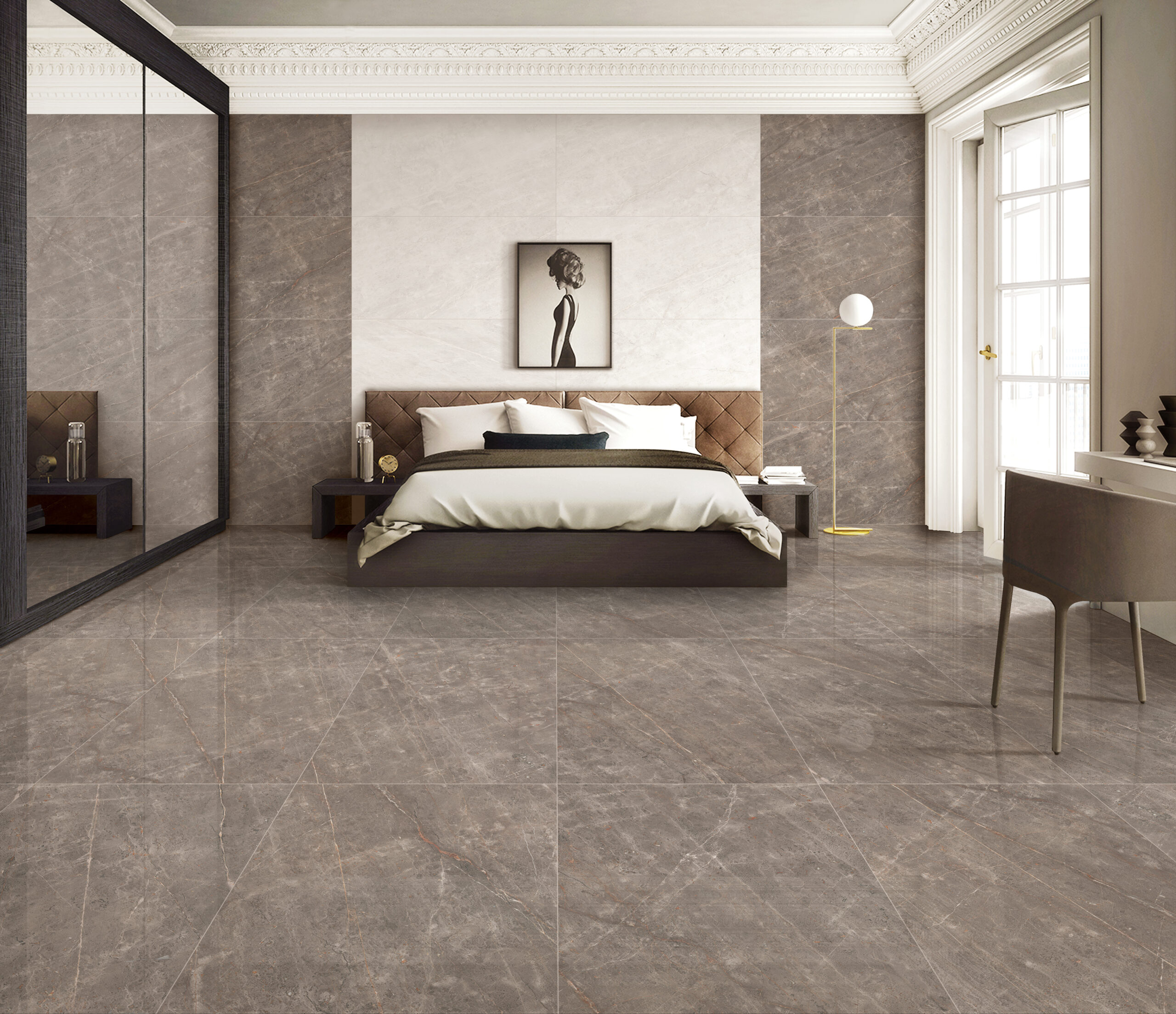 REE NATURAL 60x120cm glanzende tegel met natuurlijke beige tint en glad oppervlak tiles