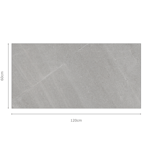 SOFIA GRIS grijze steenlook tegel 60x120cm met matte textuur – porseleinen tegel van Tegelplus voor moderne Belgische interieurs