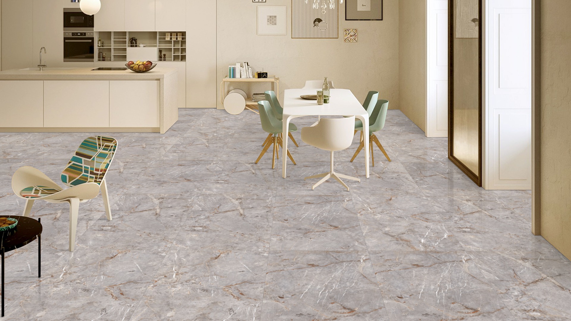 SARANCOLLIN CARVED GREY marmerlook tegel 60x120cm met carving structuur – porseleinen vloer- en wandtegel van Tegelplus voor moderne Belgische interieurs