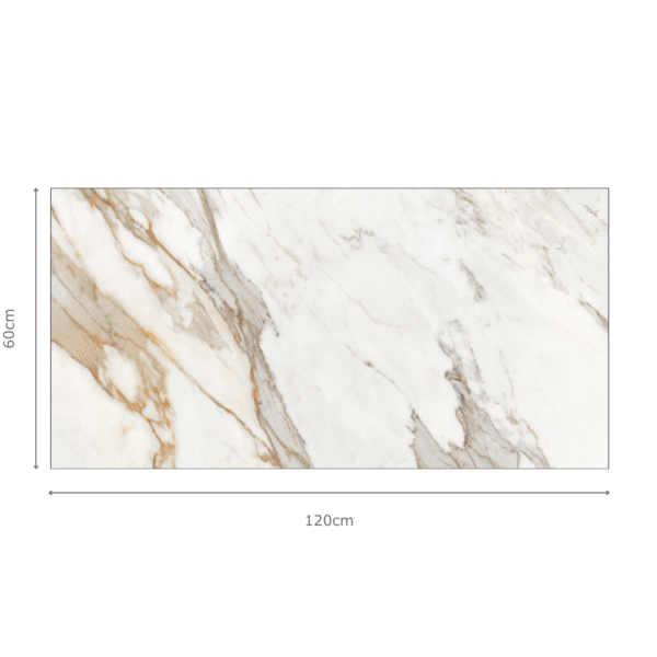 STATUARIO ROYAL BRONZE witte marmerlook tegel met bronzen adering – 80x80cm satin en 60x120cm glossy – porseleinen tegel van Tegelplus voor luxueuze Belgische interieurs