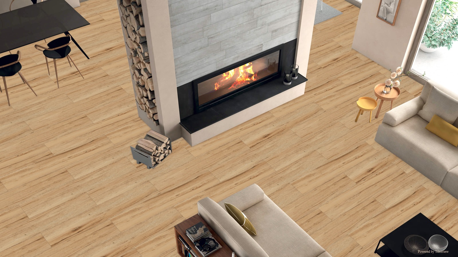 Keramische houtlook tegel TERRA BEIGE 20x120cm met matte afwerking in warme beige houtstructuur tiles