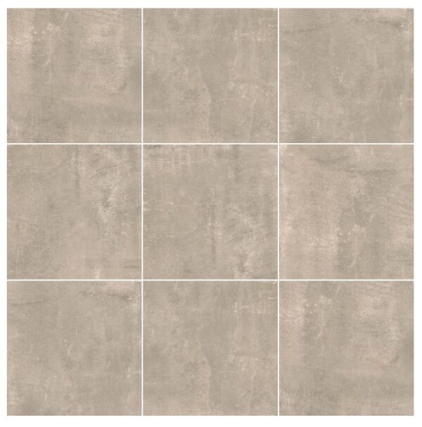 TOKO TAUPE cementlook tegel 60x60cm en 80x80cm in taupegrijs met matte afwerking – porseleinen tegel van Tegelplus voor Belgische interieurs