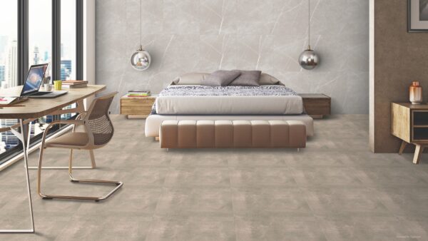 TOKO TAUPE cementlook tegel 60x60cm en 80x80cm in taupegrijs met matte afwerking – porseleinen tegel van Tegelplus voor Belgische interieurs