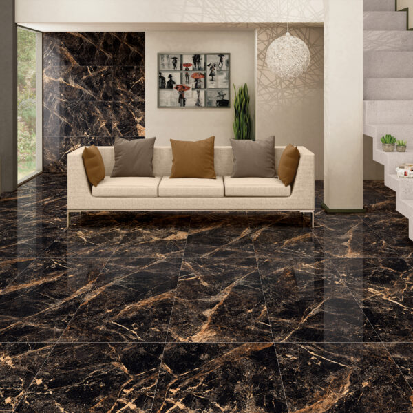 TRIVOLI GOLD Black Marble Tiles 60x120cm