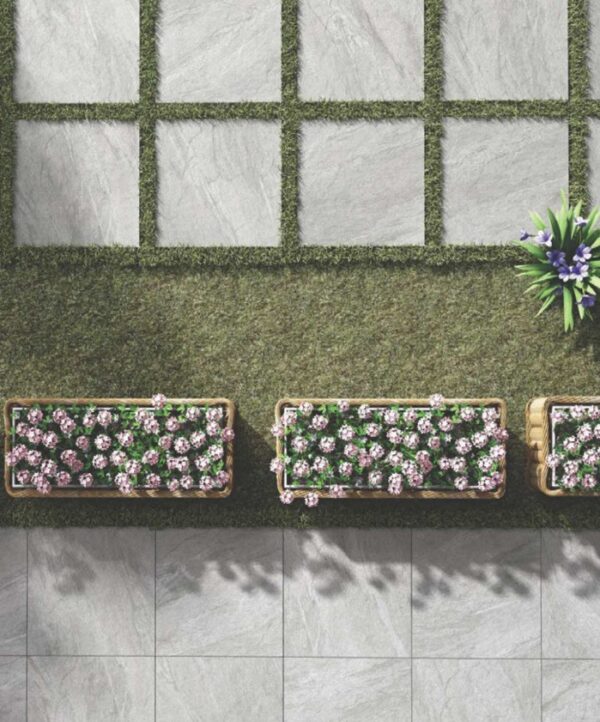 COUNTY GREY grijze steenlook porseleinen tegels in 60x60, 60x90 en 80x80 cm met antislip oppervlak – ideaal voor Belgische terrassen en tuinen – Tegelplus