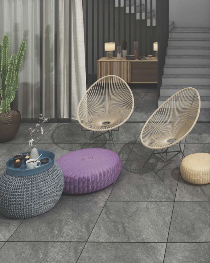 HARYANA NERO zwarte steenlook tegels, porselein, antislip R11 – formaten 60x60 en 80x80 cm – buitentegel voor België – Tegelplus