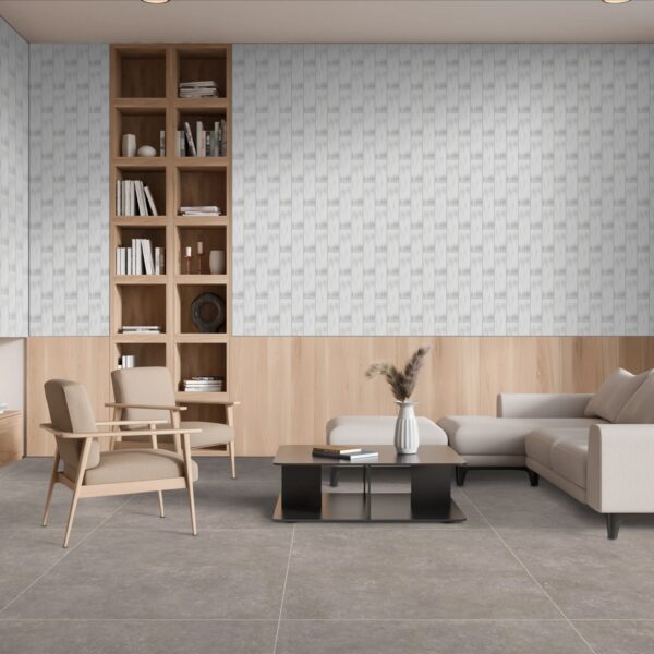 SANDSTONE WHITE 7.5x30cm glanzende tegel met natuursteenstructuur in helder wit tiles