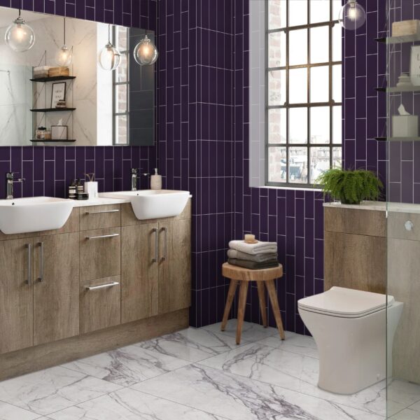 SANDSTONE PURPLE 7.5x30cm glanzende tegel met zandsteenstructuur in stijlvol paars tiles
